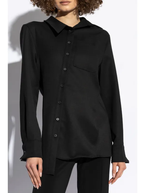 Jacquemus Asymmetric long-sleeve Shirt | Black | FARFETCH GE