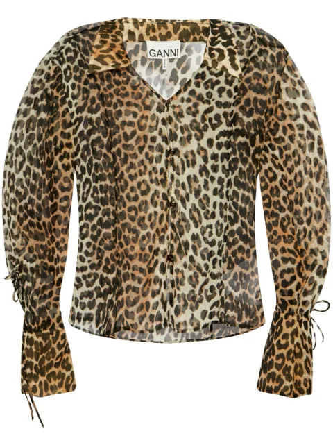 GANNI blusa con animal print