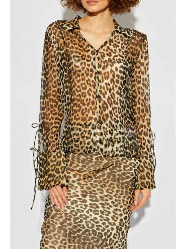 GANNI animal-print long-sleeve Blouse Neutrals FARFETCH PH