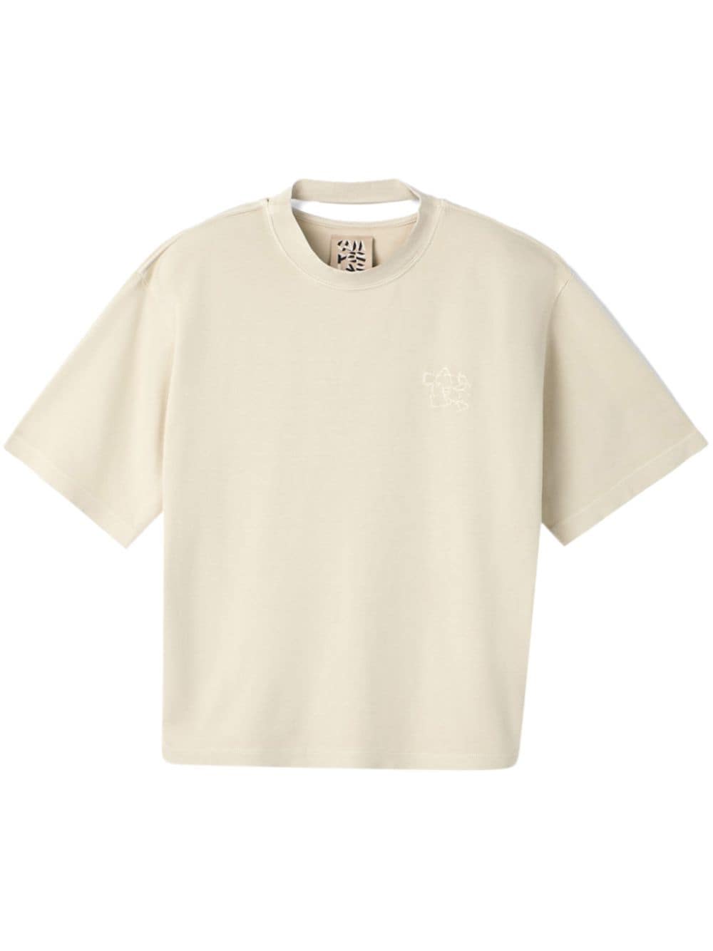 Shop Camperlab Logo-embroidered Cotton T-shirt In Neutrals