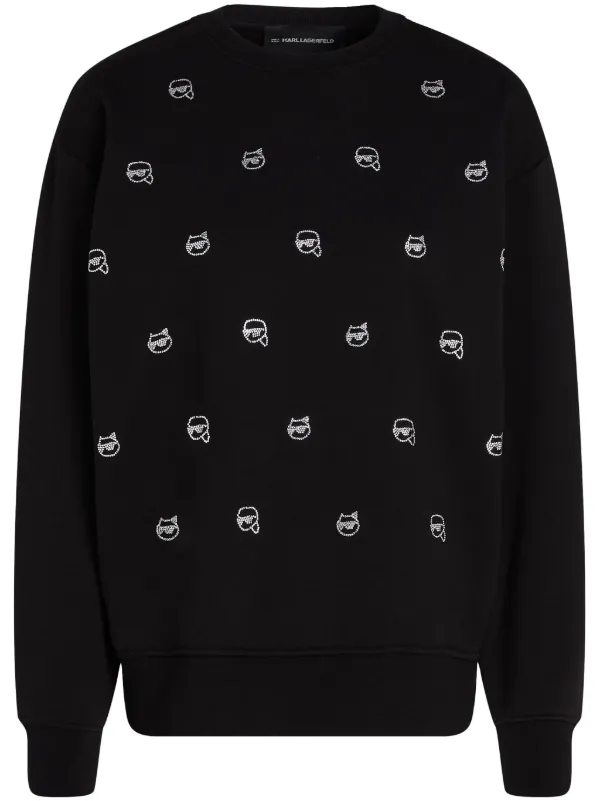 Karl Lagerfeld Ikon rhinestone embellished Sweatshirt Black FARFETCH SA