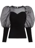 Karl Lagerfeld pearl-embellished puff-sleeve top - Black