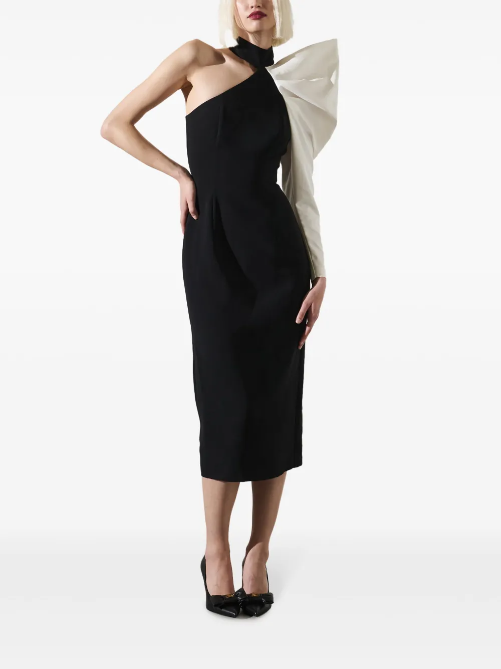 karllagerfeld Karl Lagerfeld KL Studio asymmetrische midi-jurk - Zwart