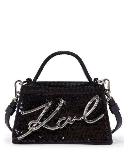 Karl Lagerfeld nano Signature sequin-embellished tote bag WOMEN