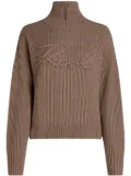 Karl Lagerfeld Signature Soutache knitted top - Brown