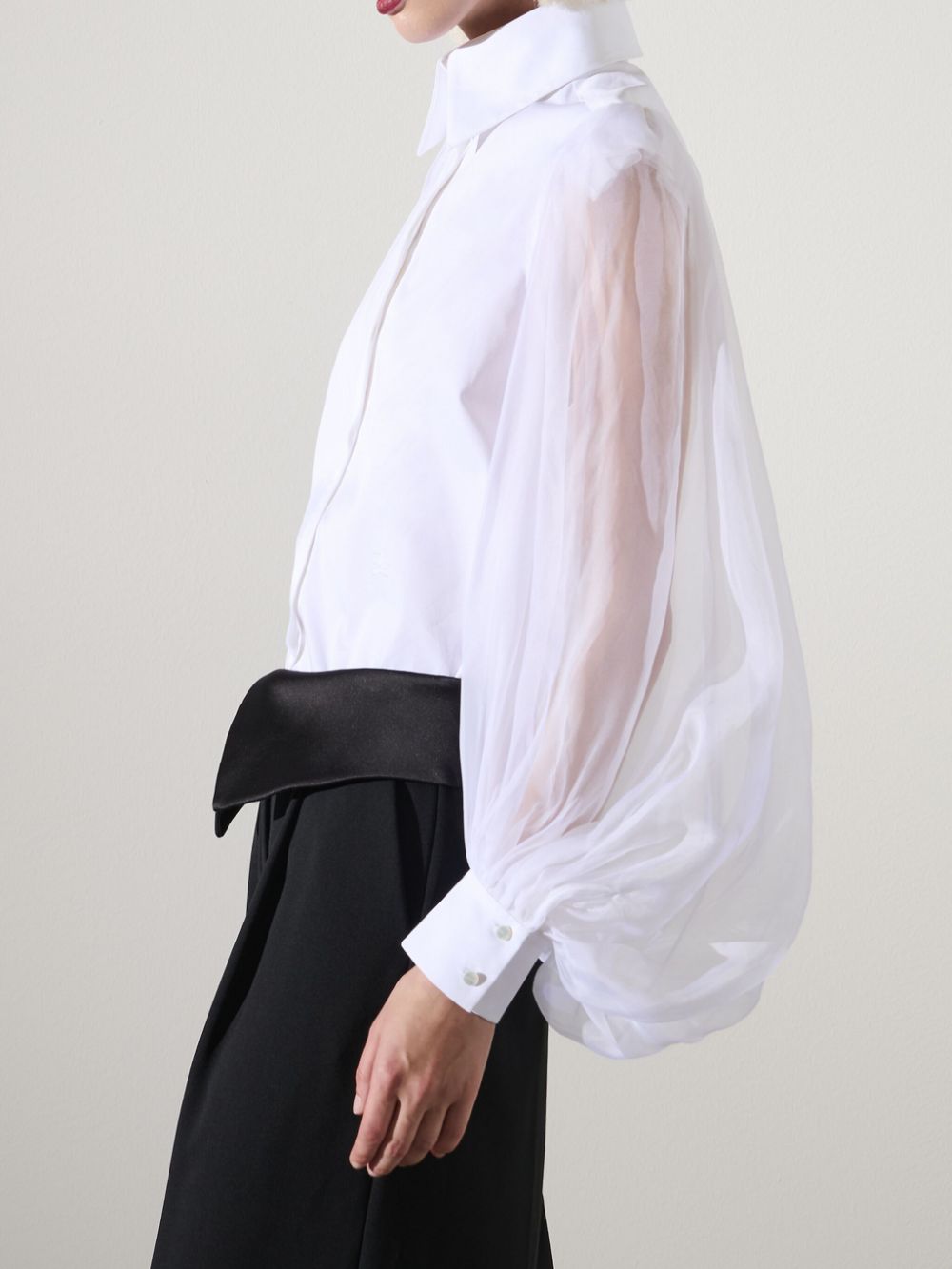 Shop Karl Lagerfeld Kl Studio Voluminous Cotton-silk Shirt In White