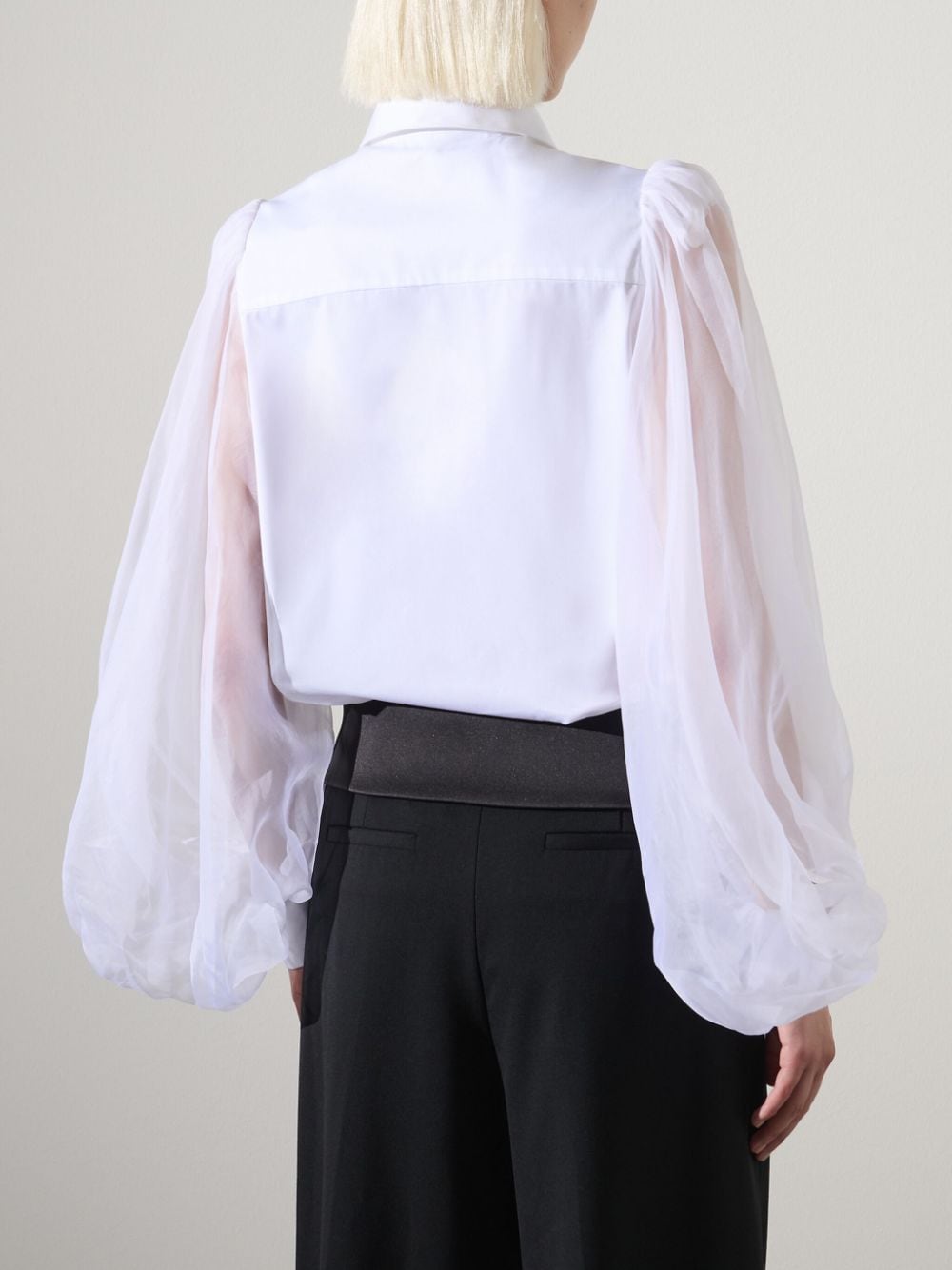 Shop Karl Lagerfeld Kl Studio Voluminous Cotton-silk Shirt In White