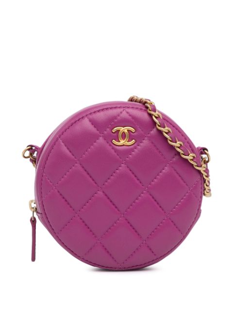 CHANEL 2020 Lambskin Pearl Crush Round Clutch with Chain crossbody bag Women