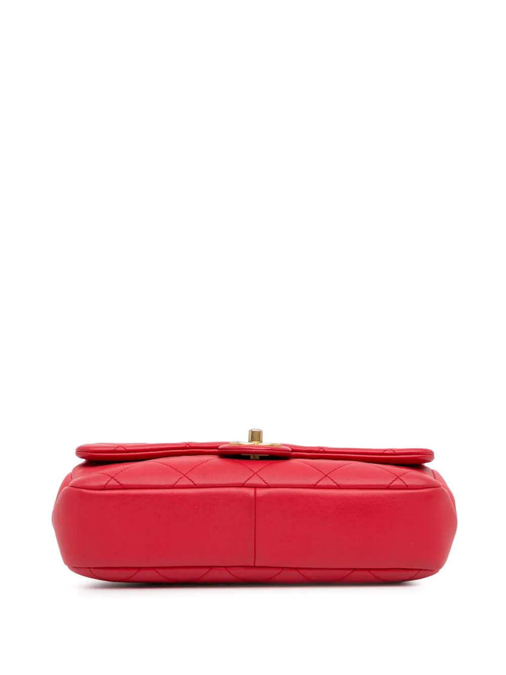 Pre-owned Chanel 2019 Medium Lambskin In The Loop Flap Satchel In Red