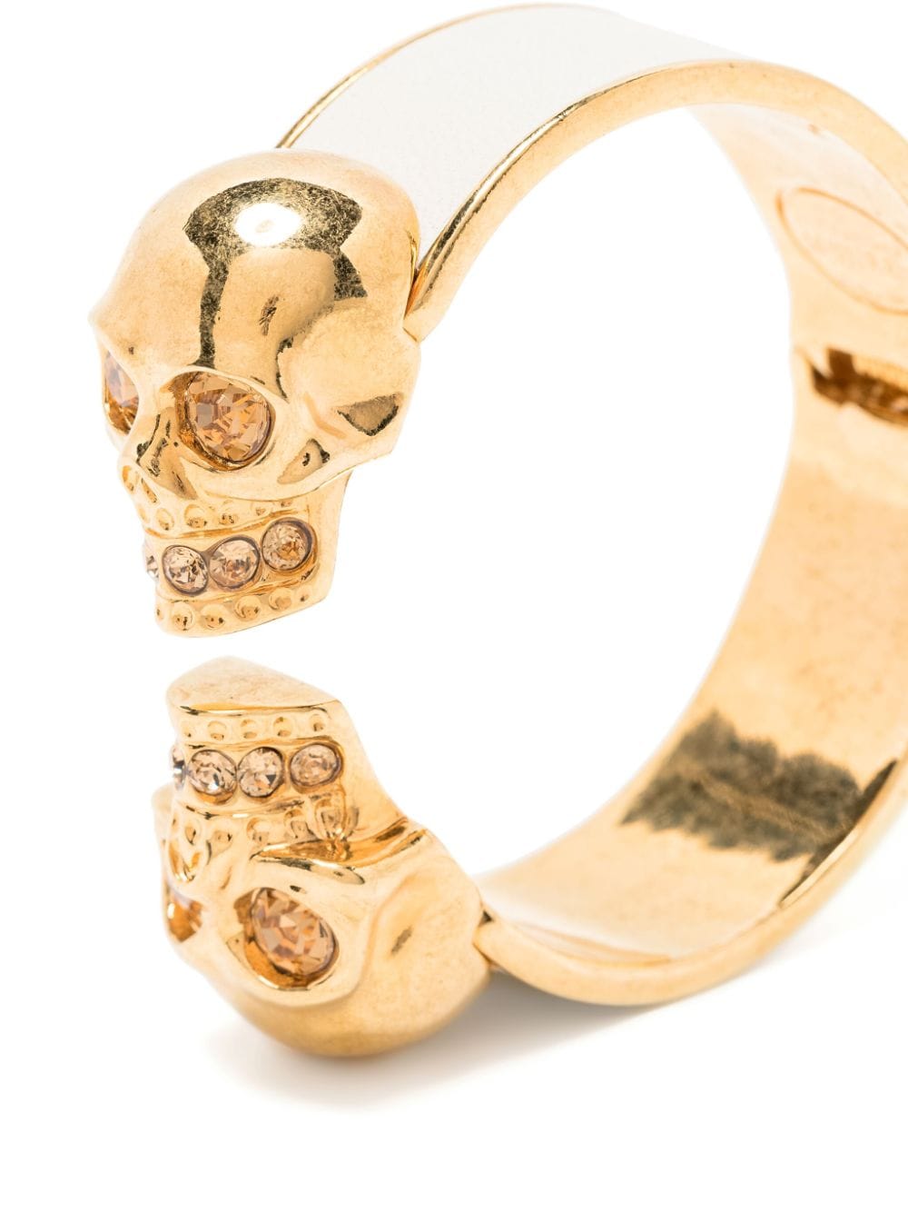 Shop Alexander Mcqueen Twin Skulls Cuff In Gold