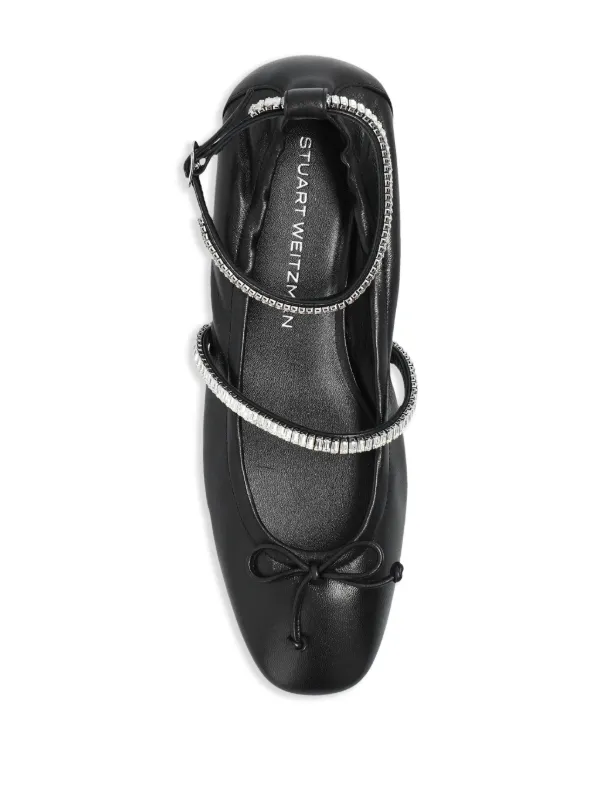 バレエシューズ Stuart Weitzman BALLERINE SHOES (SL523 BLK) Stuart Weitzman Supermoto Leather Mary Jane Ballerina Flats