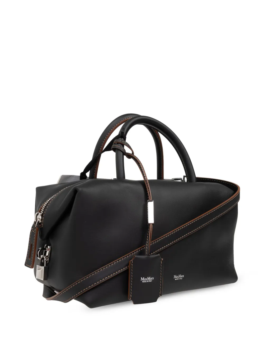 Max Mara Holdallm medium leren tas Zwart