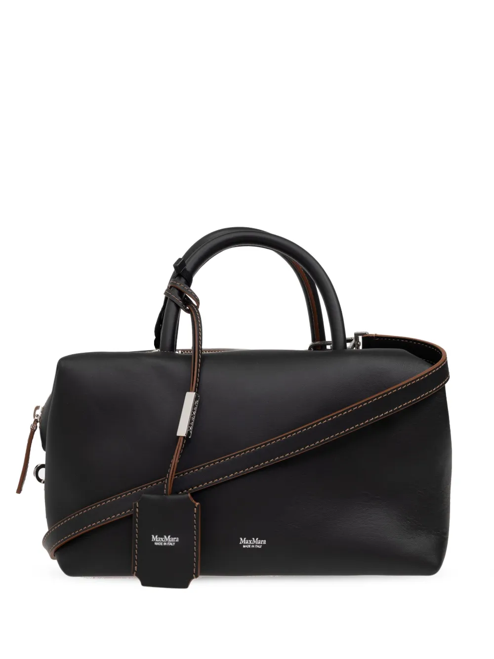 Max Mara Holdallm medium leren tas Zwart