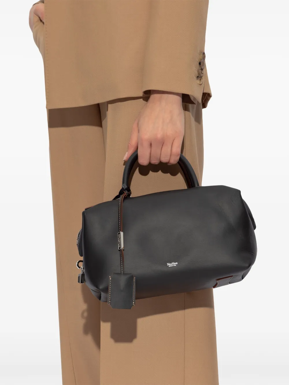 Max Mara Holdallm medium leren tas Zwart