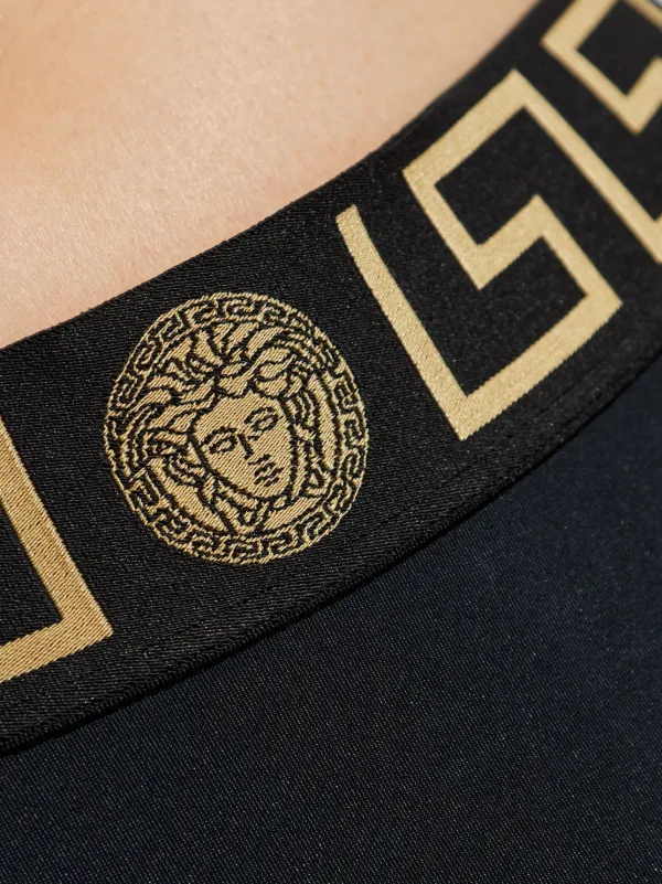 Versace logo-waistband Bikini Bottoms | Black | FARFETCH