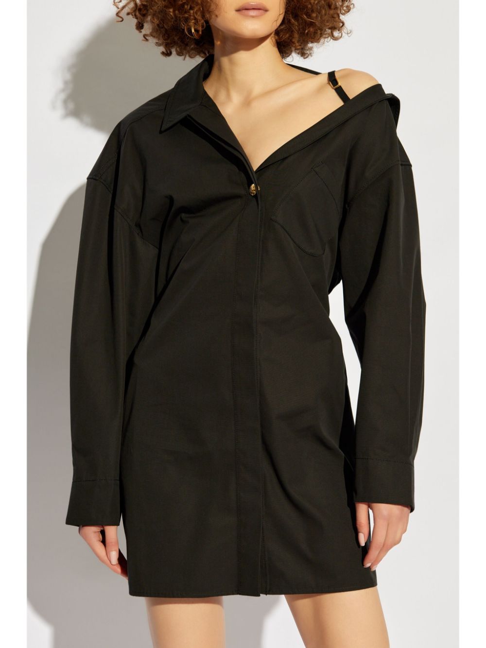 Shop Jacquemus La Robe Chemise Cotton Mini Dress In Black