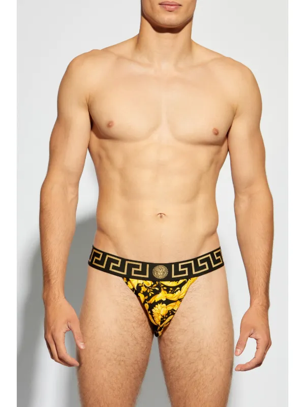 Versace バロッコプリント ジョックストラップ | イエロー Versace バロッコプリント ジョックストラップ | イエロー