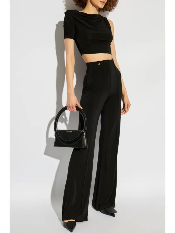 Jacquemus Le Pantalon Drapeado Flared Trousers | Black