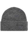 GANNI logo-embroidered knitted beanie - Grey