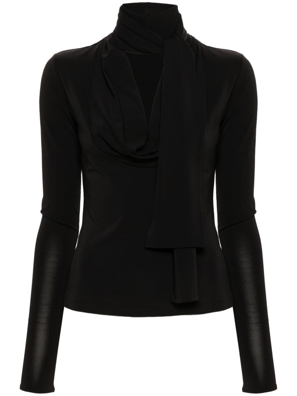 gathered-tie long-sleeved top