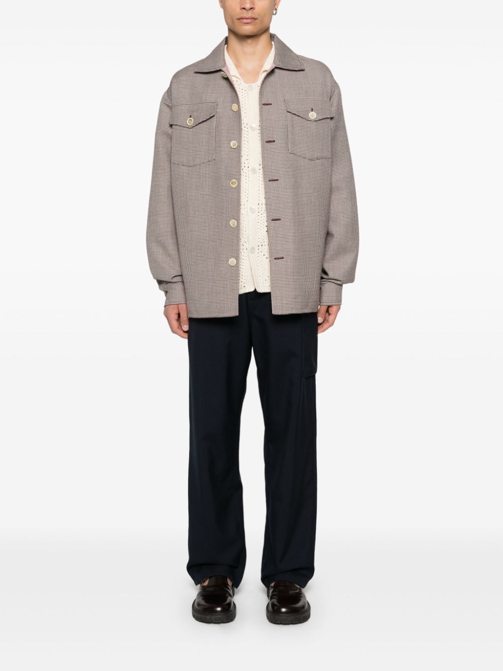 Marni logo-embroidered cargo trousers - Blauw