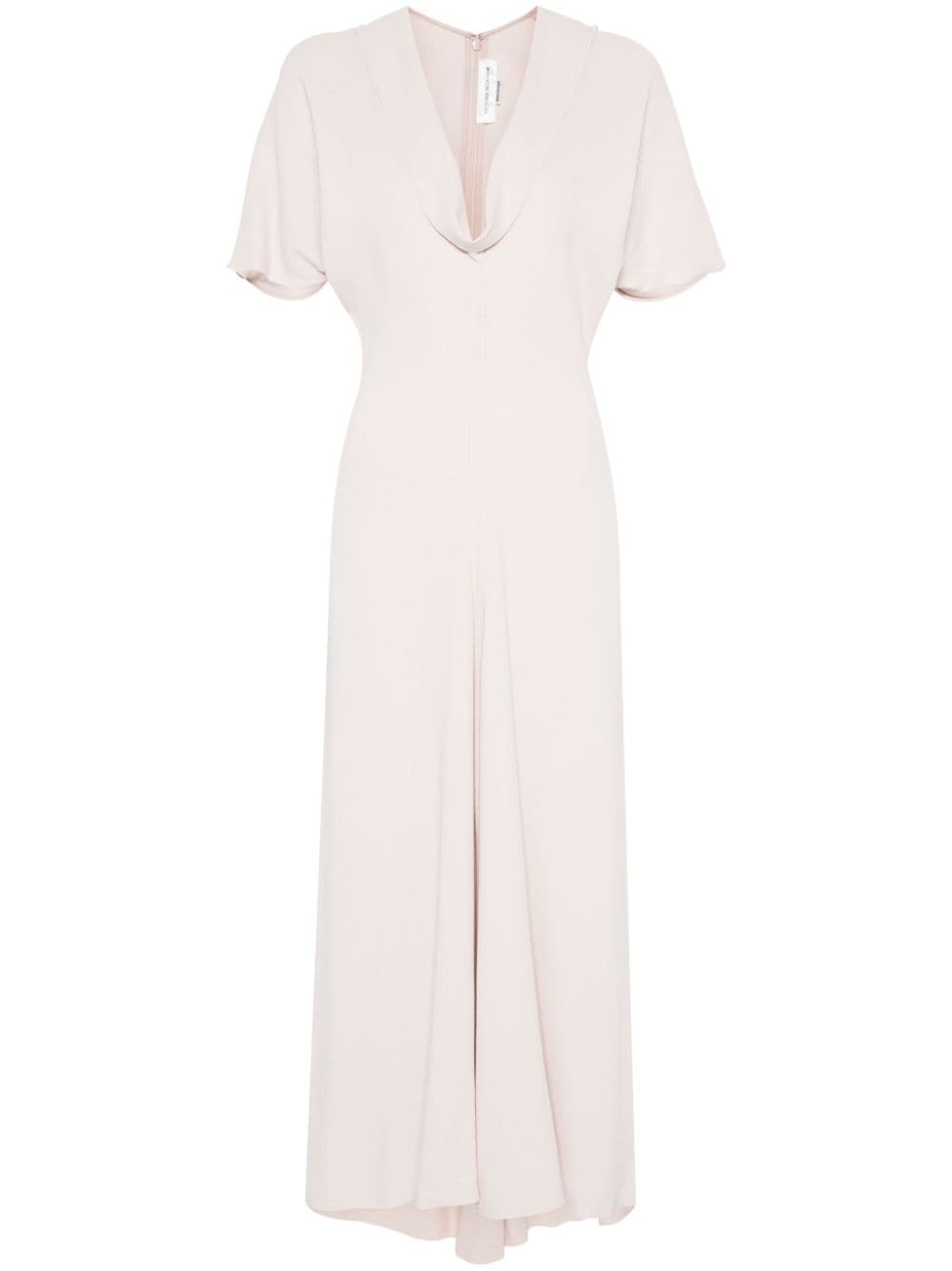 Shop Victoria Beckham Draped-detail Midi Dress In Pink