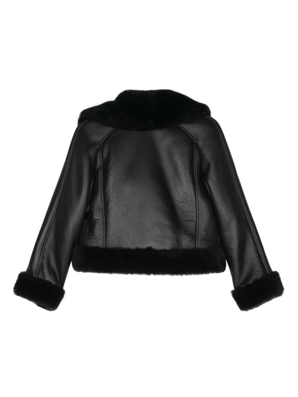 Blancha shearling-trim leather jacket - Zwart