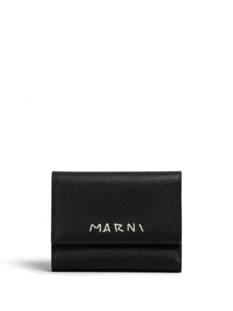 Marni logo embroidered leather wallet Men