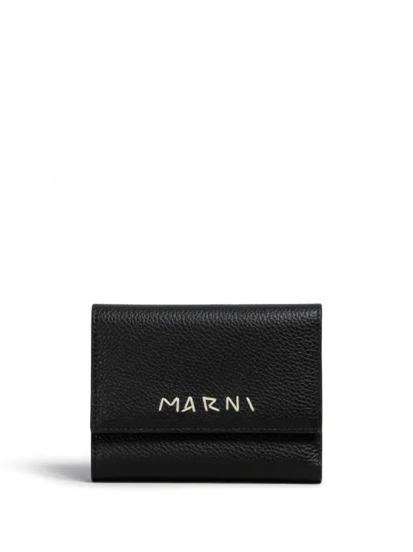 Marni Logo Embroidered Leather Wallet | Black | FARFETCH CA