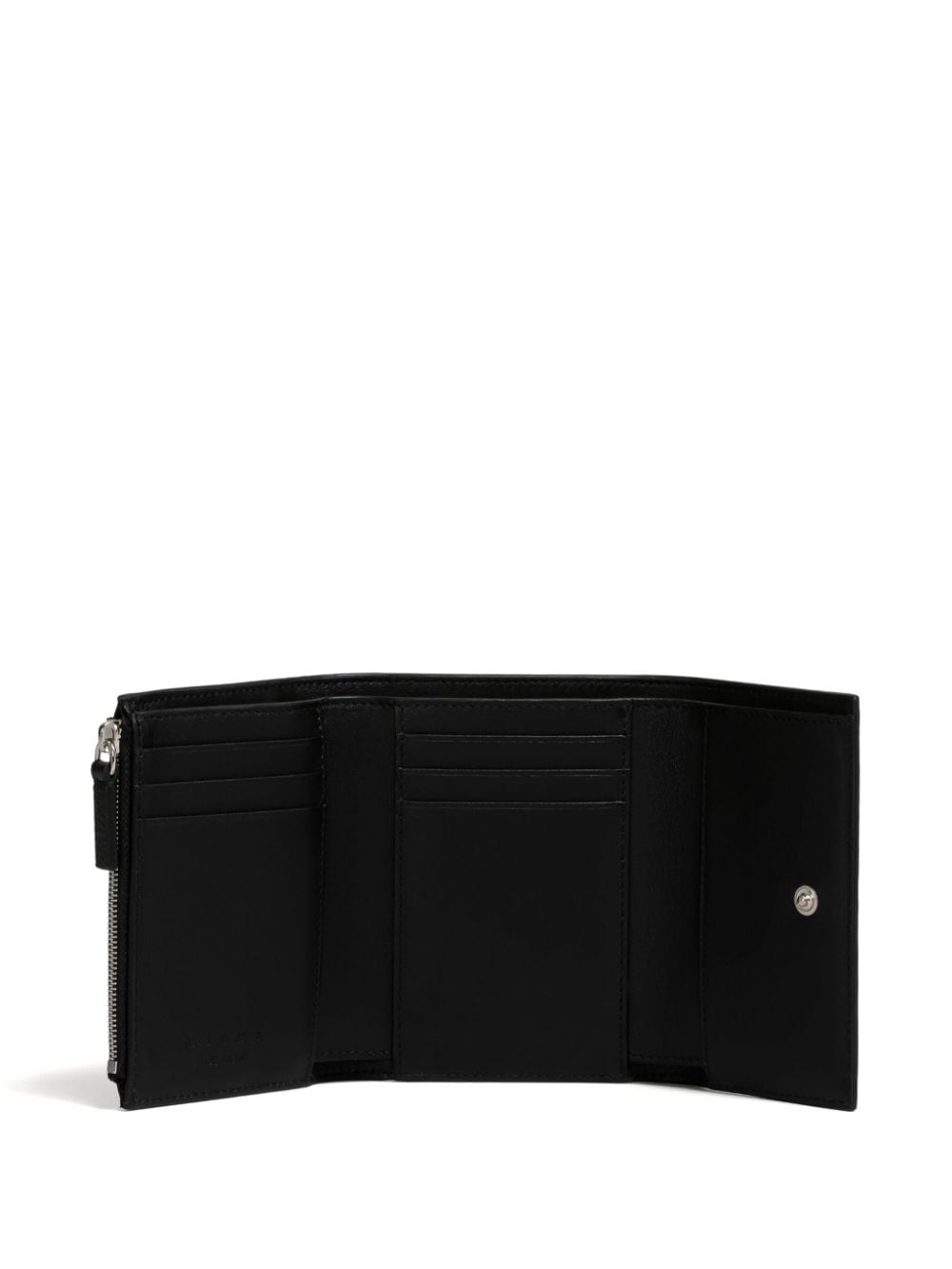 Shop Marni Logo Embroidered Leather Wallet In Black