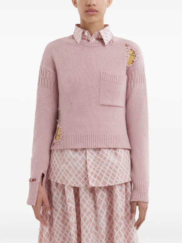 Marni ダメージ セーター | ピンク | FARFETCH JP