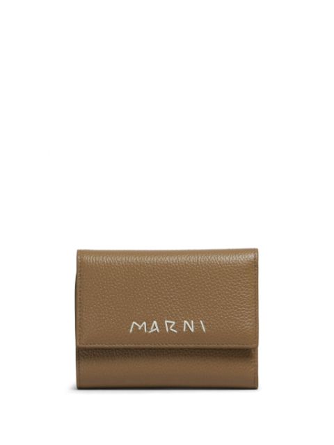 Marni logo embroidered leather wallet Men