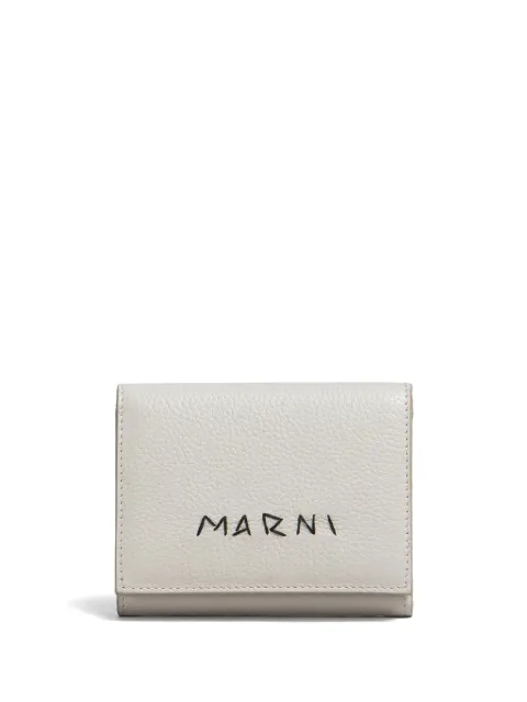 Marni logo-embroidered leather wallet