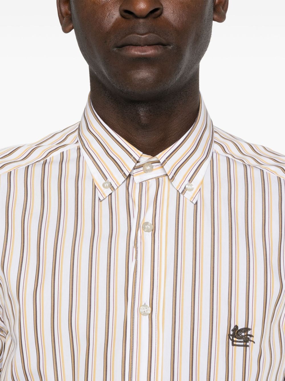 Shop Etro Pegaso-motif Striped Shirt In 白色