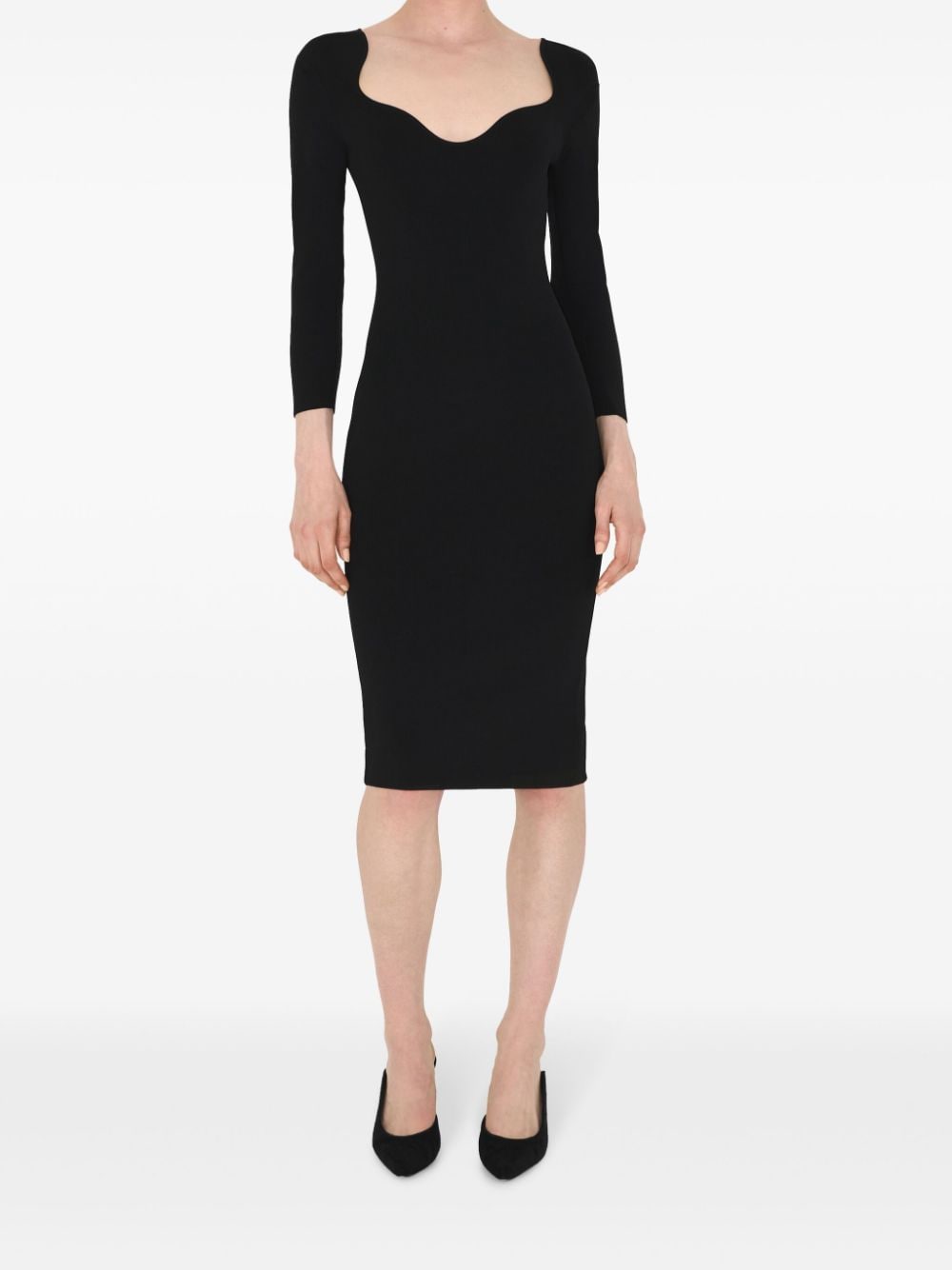 Shop Galvan Kaia Stretch-knit Midi Dress In Black