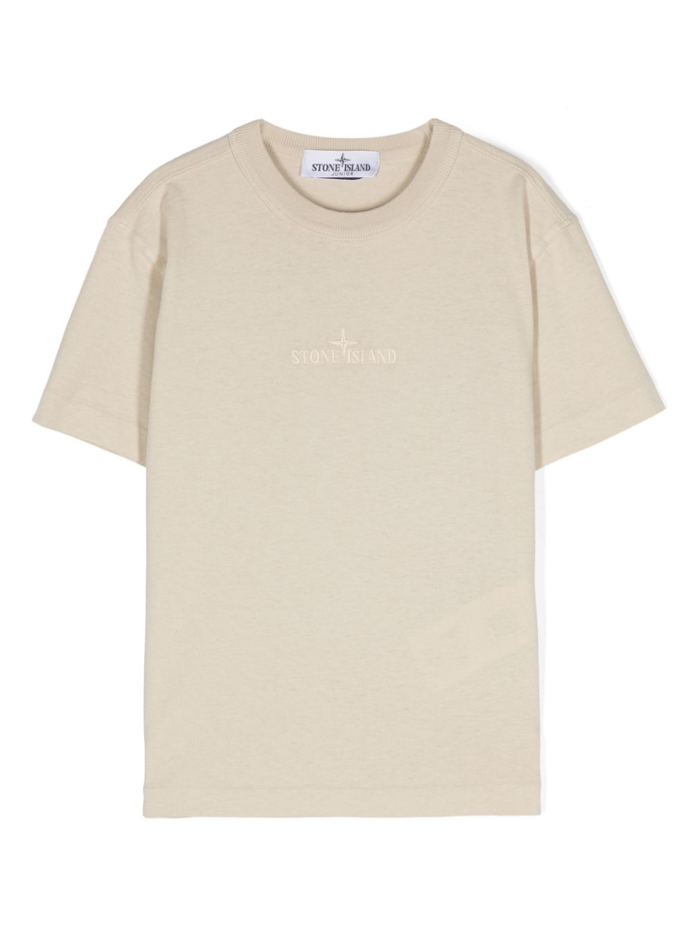 Stone Island Junior logo-embroidered cotton T-shirt - Neutrals