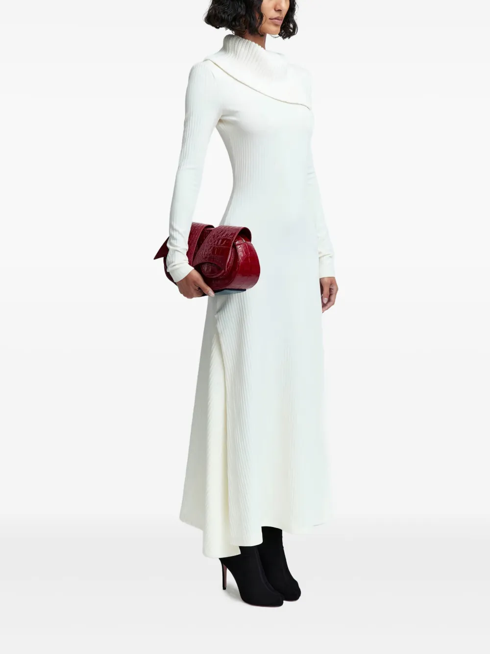 16Arlington Gitsie geribbelde jersey midi-jurk Beige