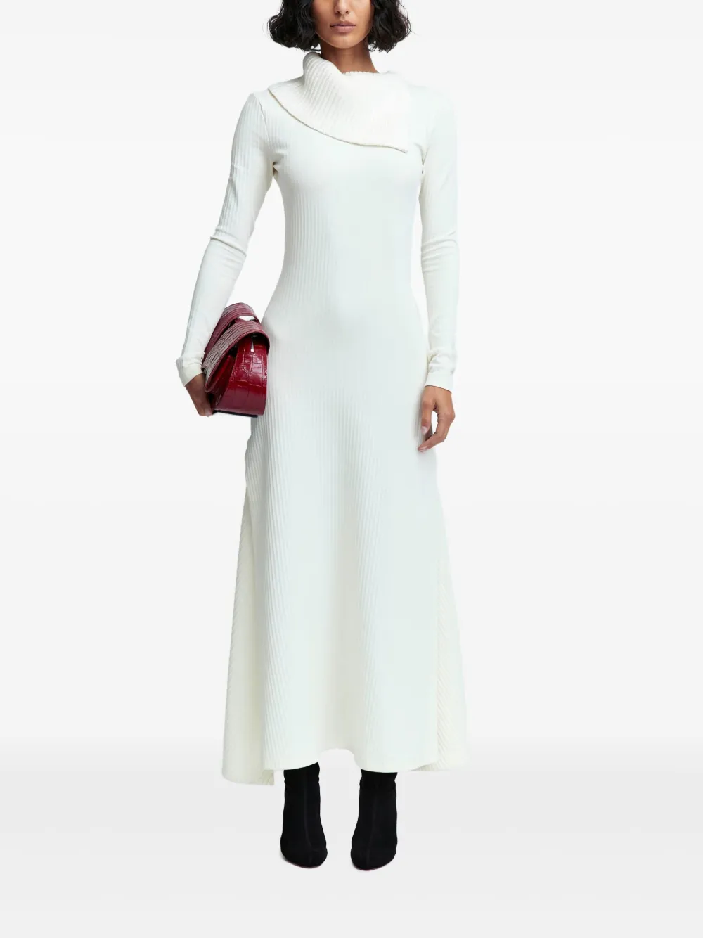 16Arlington Gitsie geribbelde jersey midi-jurk - Beige