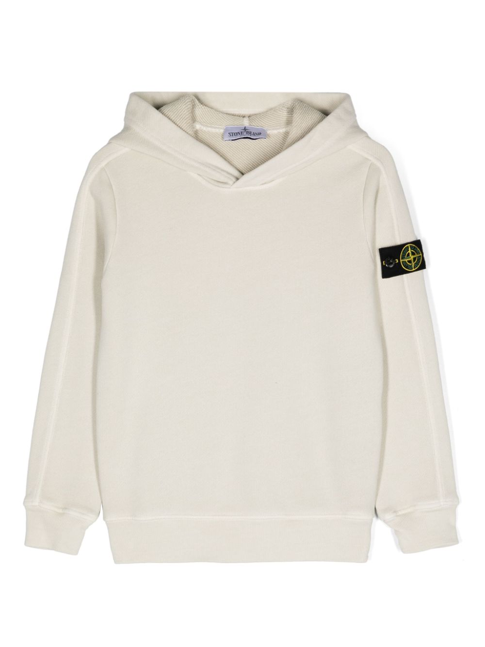 Stone Island Junior Compass-badge cotton hoodie - Neutrals