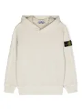 Stone Island Junior Compass-badge cotton hoodie - Neutrals