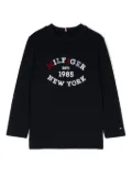 Tommy Hilfiger Junior flocked-logo cotton T-shirt - Blue