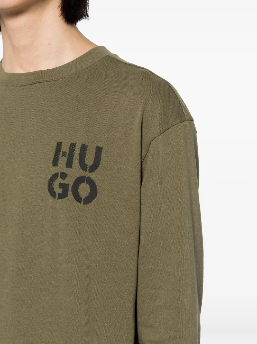 HUGO T-shirt met logoprint Groen