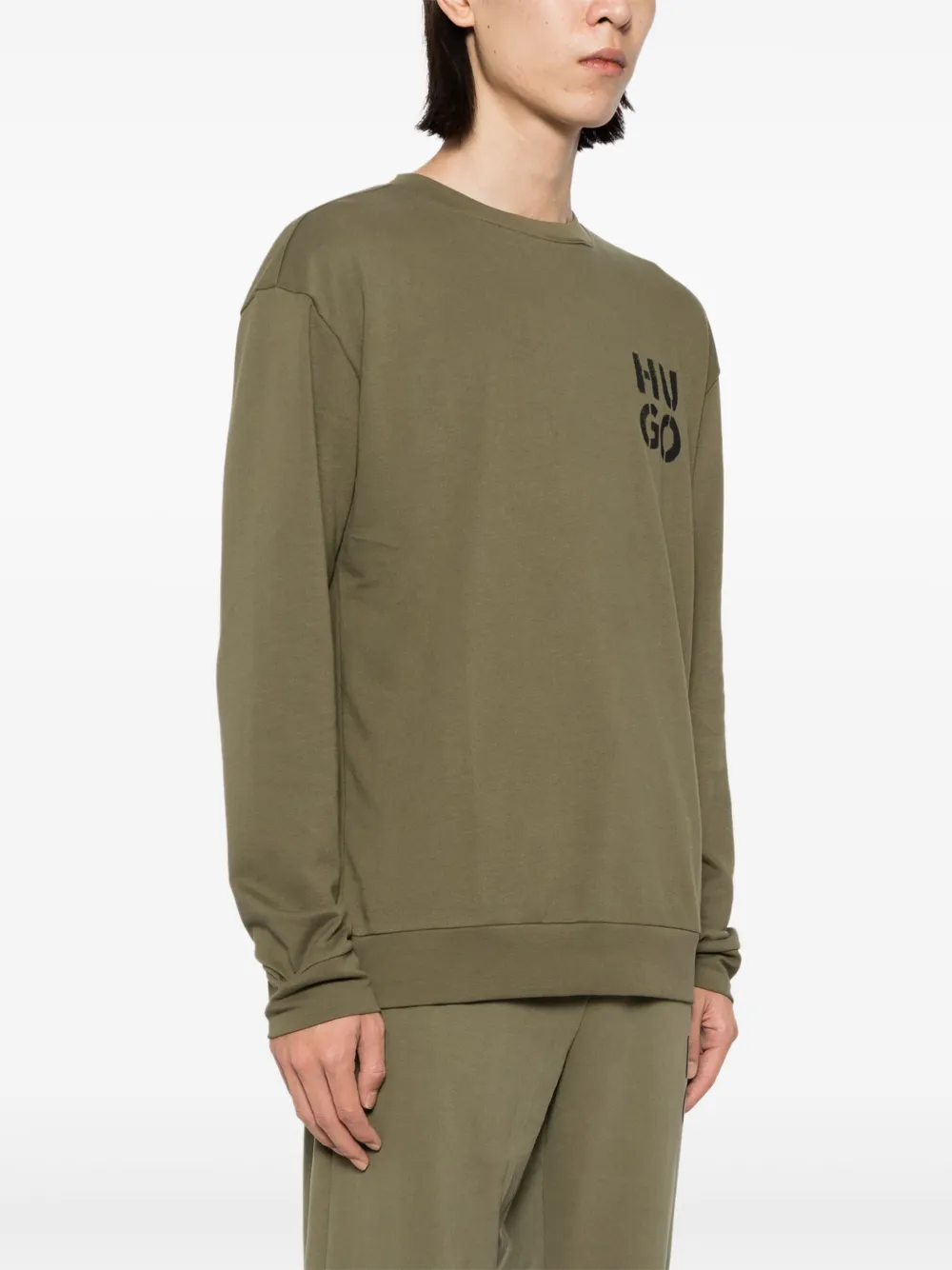 HUGO T-shirt met logoprint Groen