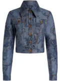 ETRO jacquard-print denim jacket - Blue