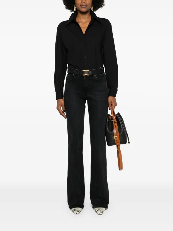 Haikure Flora Leather Print Flared Jeans - Black – The
