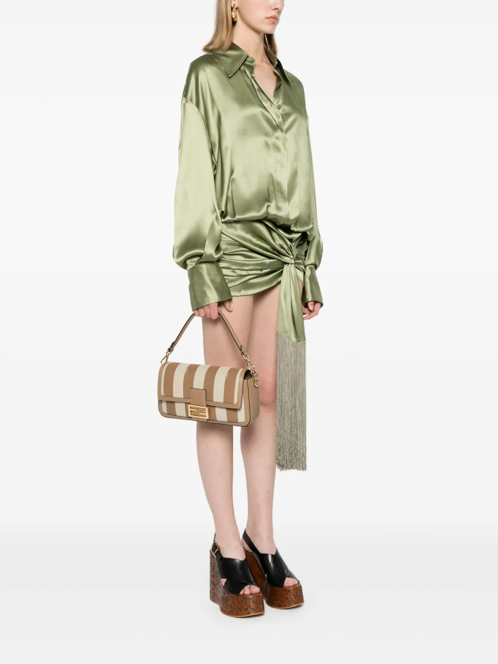 FENDI Baguette gestreepte shopper - Bruin