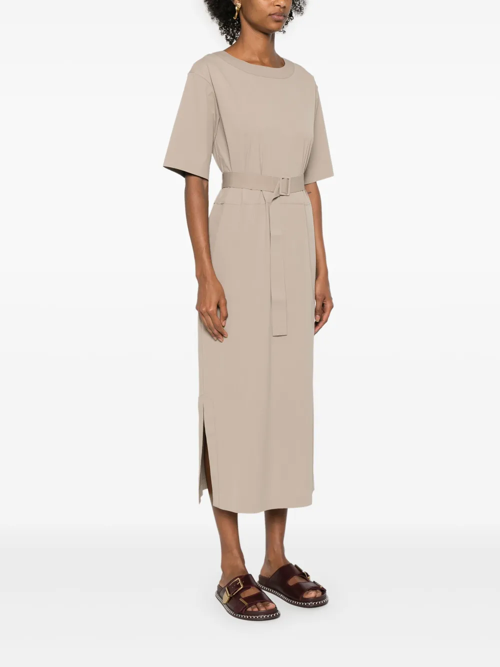 Max Mara Leisure T-shirtjurk met ceintuur Beige