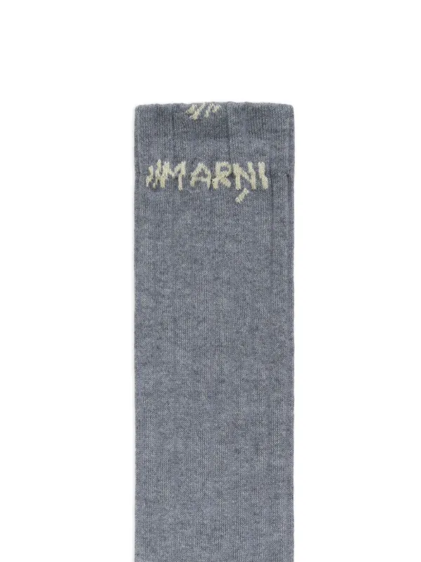 【国内送関税込】MARNI ☆ ロゴモチーフ ソックス Marni ロゴ 靴下 | グレー | FARFETCH JP