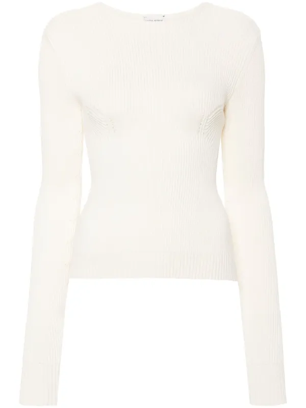 Magda Butrym Long-sleeve Ribbed Jumper in Neutrals