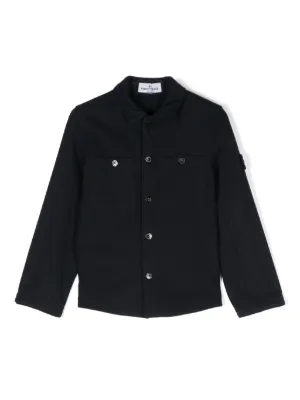 Stone Island Junior high-neck Buttoned Cardigan | Blue | FARFETCH CA